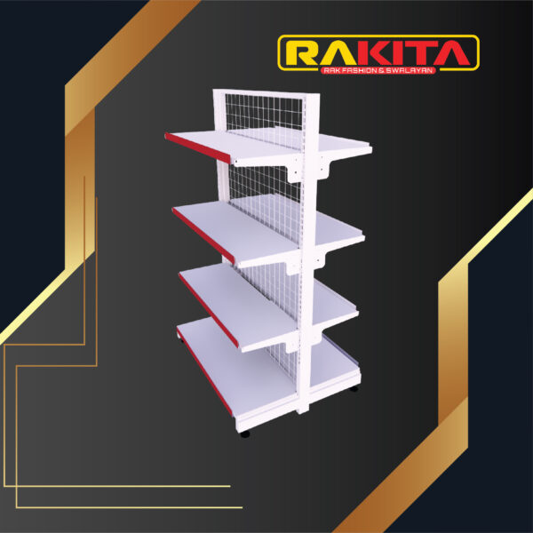 Rak swalayan double dua sisi Rak swalayan double dua sisi